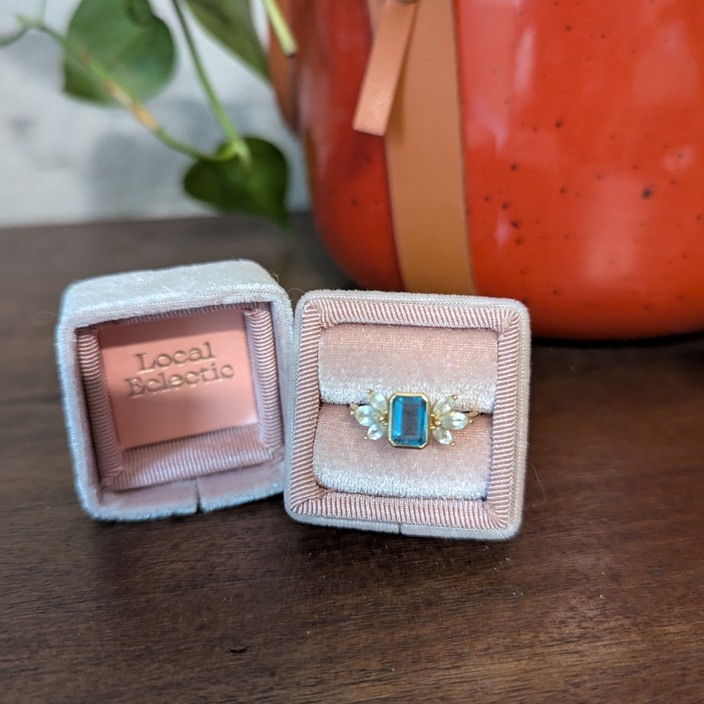 Local Eclectic Blue and Gold Gemstone Ring